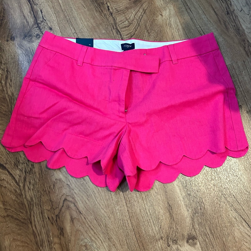 Hot Pink J Crew Scalloped short.  4” inseam.  Size 12 nwt